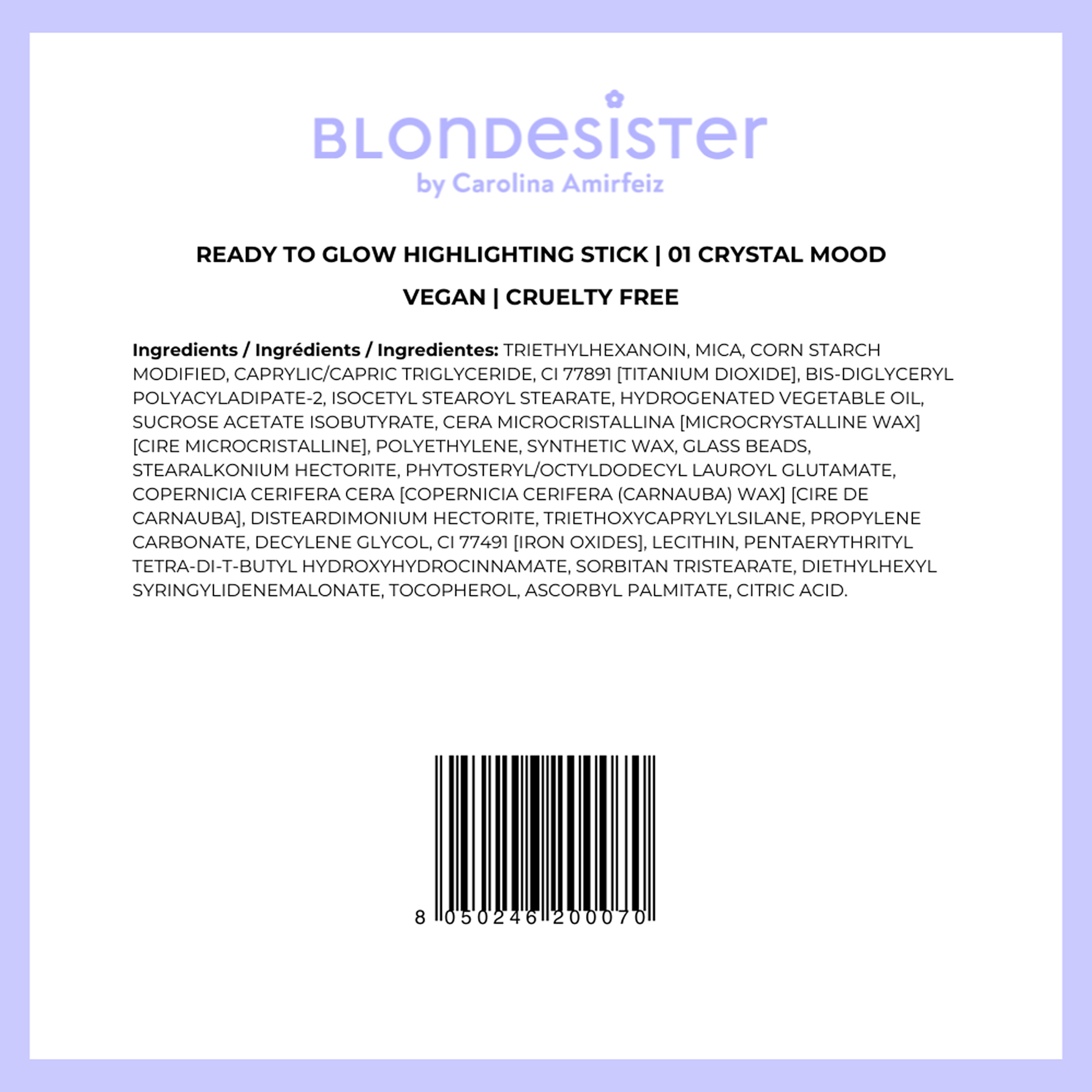 Blondesister Glow Highlighter, Highlighter Makeup, Crystal Mood, 0.1 oz