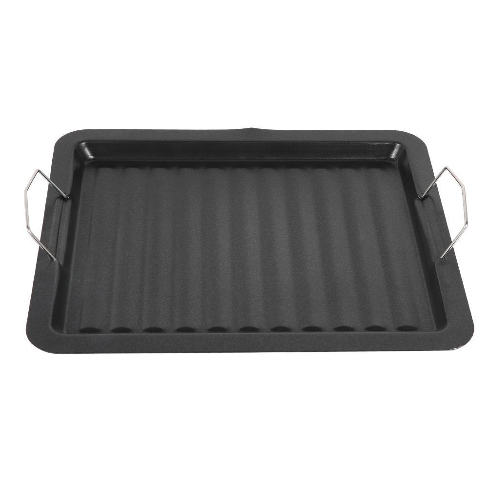 Cast Iron Griddle Plate for Gas Hob and BBQ Griddle pan Double Sided Grill Plate 