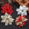 thumbnail image 3 of 5/10/20pcs Christmas flower poinsettia artificial flower with clip Christmas and New Year party floral decoration (red,20pcs), 3 of 7