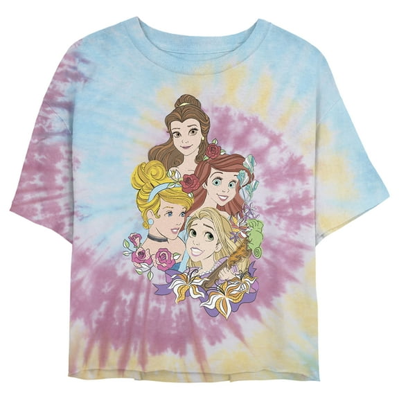 Junior's Disney Artistic Portrait Crop Graphic Tee Tie Dye Medium