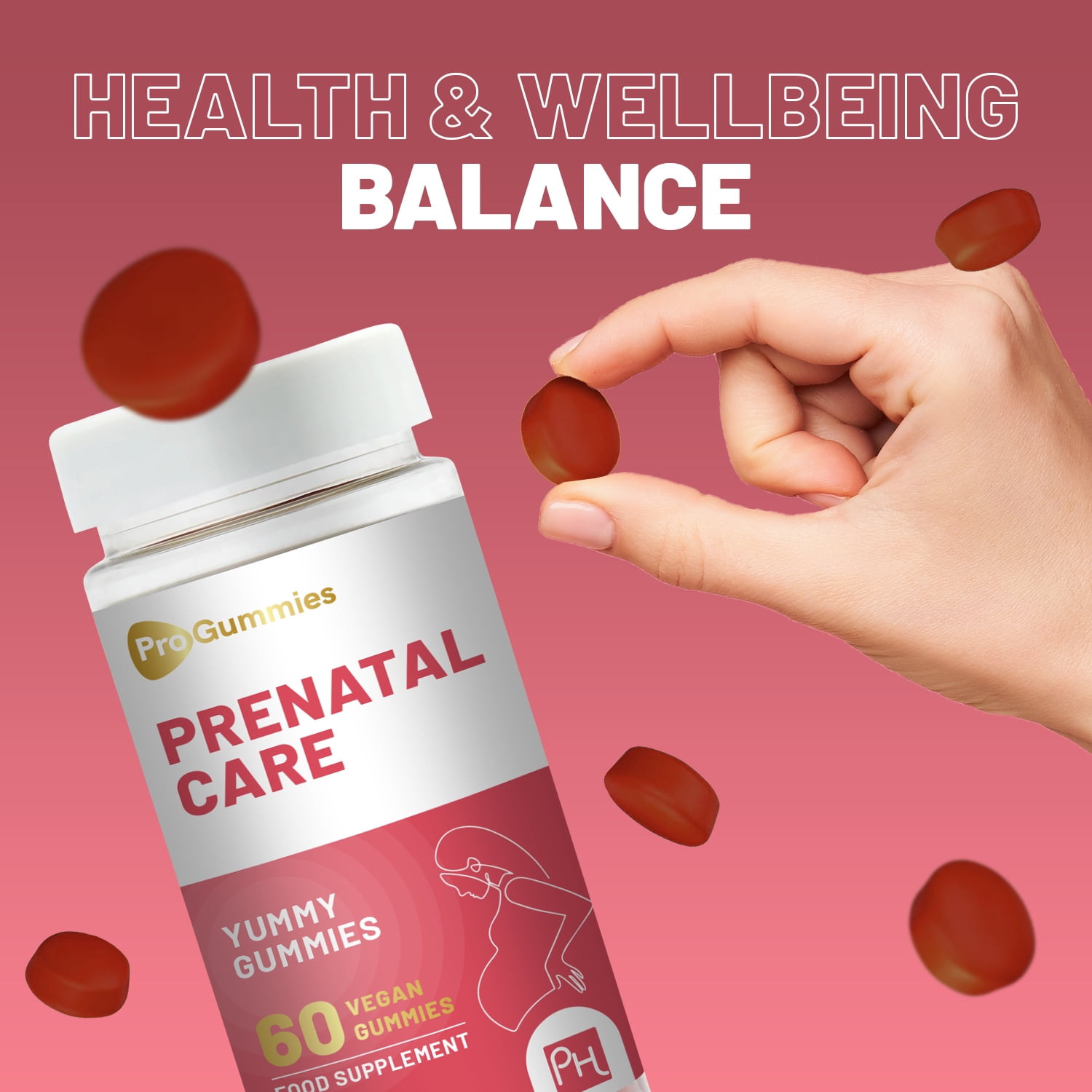 Prenatal Care Gummies | 60 Vegan Pro Gummies | Yummy Gummies with Essential Prenatal Vitamins & Minerals | 400mcg Folic Acid | Pregnancy Support Vitamins for Women by Prowise