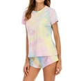 thumbnail image 6 of Edvintorg Pajamas 2 Piece Lounge Sets Fashion Women Tie-Dye Print Short Sleeve Top Shorts Tracksuit Nightwear Sleepwear Set Loungewear, 6 of 7