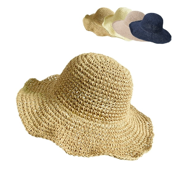 Firefly Hope Foldable Wide Brim Sun Hat Women Summer Breathable Straw Hats Sunshade UV Protection Fisherman's Hat Beach Bucket Hat，Khaki
