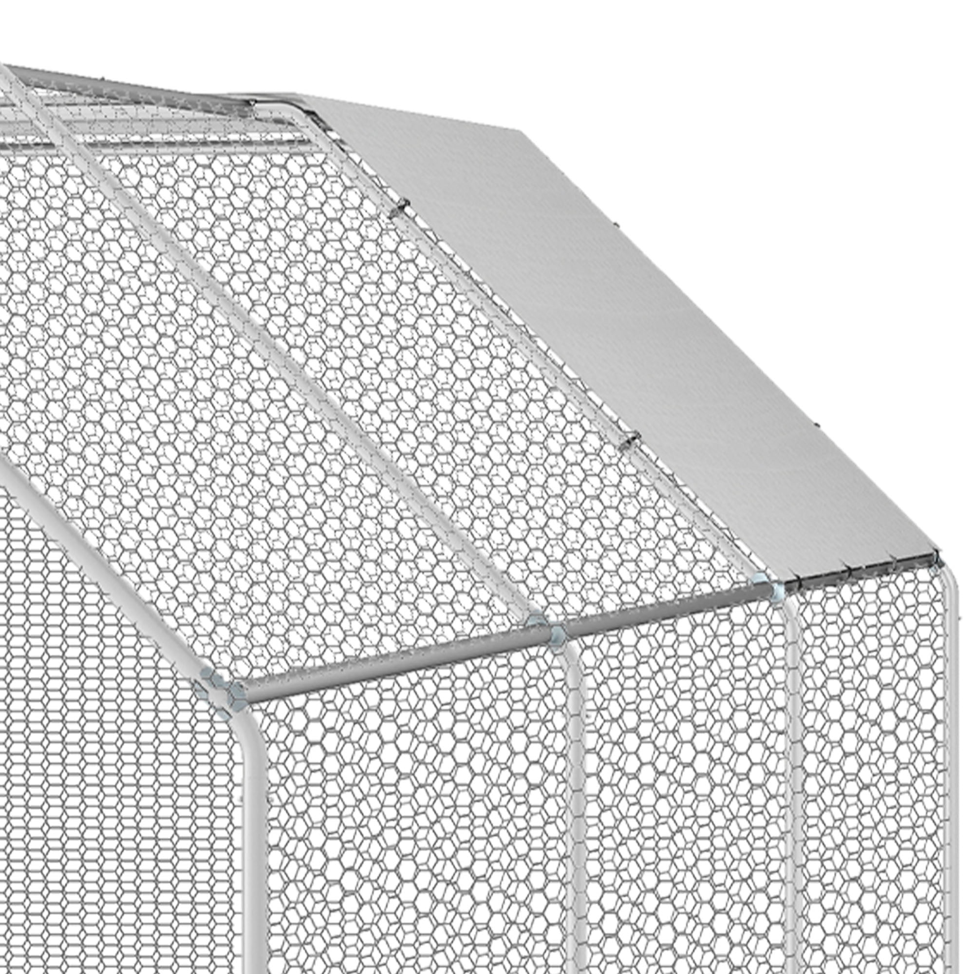 Uforic Large Metal Chicken Coop for 20-30 Chickens – 19.1x9.8x6.4ft Walk-In Poultry Cage with Flat Roof, Waterproof PE