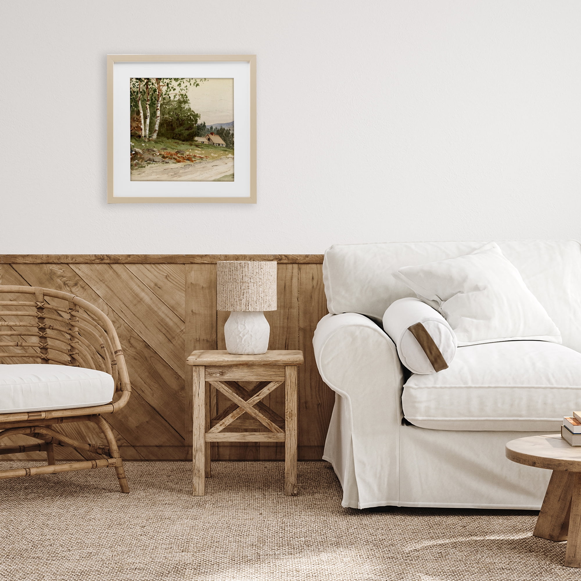 Stupell Industries Farm House Dirt Road Birch Framed Print Under Glass, design by Lula Bijoux & co.