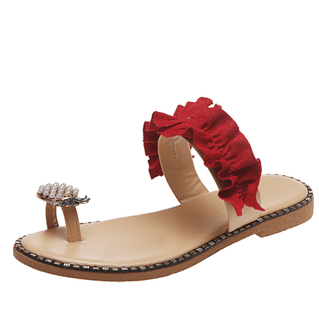 Platform Sandals for Women Prime Gibobby Sandal Boho Cross Summer Flat Shoes Beaded Slippers Casual Beach Sandals 