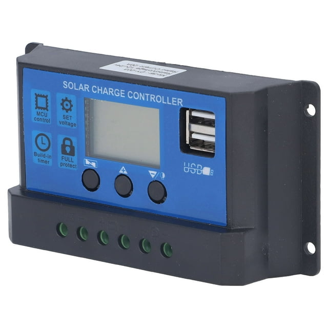 Controlador de carga solar Bling Bling con identificación automática LCD y puerto USB inteligente 20 A 12 V 24 V