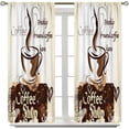 thumbnail image 3 of Coffee Kitchen Curtains, Retro Rustic Coffee Theme Latte Cappuccino Cafe Beans Farmhouse Country Brown WindowTreatment for Bedroom Living Room Cafe Drapes, 42x63 Inch, 3 of 6