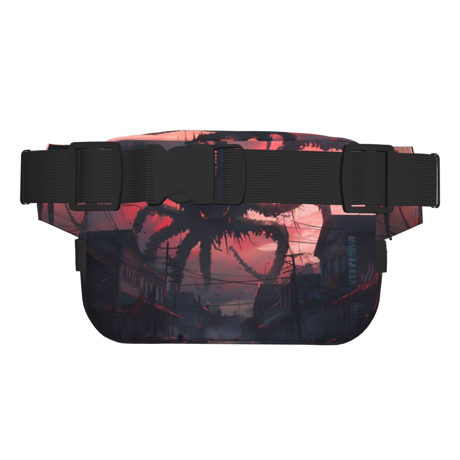 Picia Giant Monster Over City Print Square Double-Layer Waist Bag Mini Adjustable Waist Belt Bag Exercise Running Travel Hiking