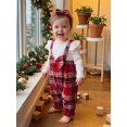 thumbnail image 3 of Cjfdfy Newborn Baby Girl Christmas Fall Clothes Set Christmas Plaid Striped Ruffle Long Sleeve Ribbed Jumpsuit Bow Headband Infant Cute Christmas Fall Winter Outfit 0-18 Months, 3 of 9