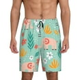 thumbnail image 2 of Rocae Elephant and Flowers for Men's Soft Sleep Pajama Shorts, Waistband and Pockets, 2 of 9