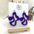 thumbnail image 3 of Bright Purple Earrings, Hand Crafted Free Form Earrings , Nickel Free Ear Back Earrings for Women, 3 of 4