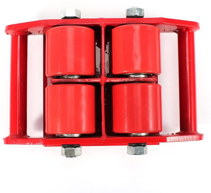 Red+Steel Wheel - 6T/13,200lbs Industrial Machinery Mover Machinery Skate Dolly Machine Dolly Skate Machinery Roller Mover Cargo Trolley 