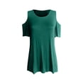 thumbnail image 6 of Cold Shoulder Tops for Women 2026 Summer Short Sleeve Crewneck Plain T Shirts Tunic Blouses, 6 of 6