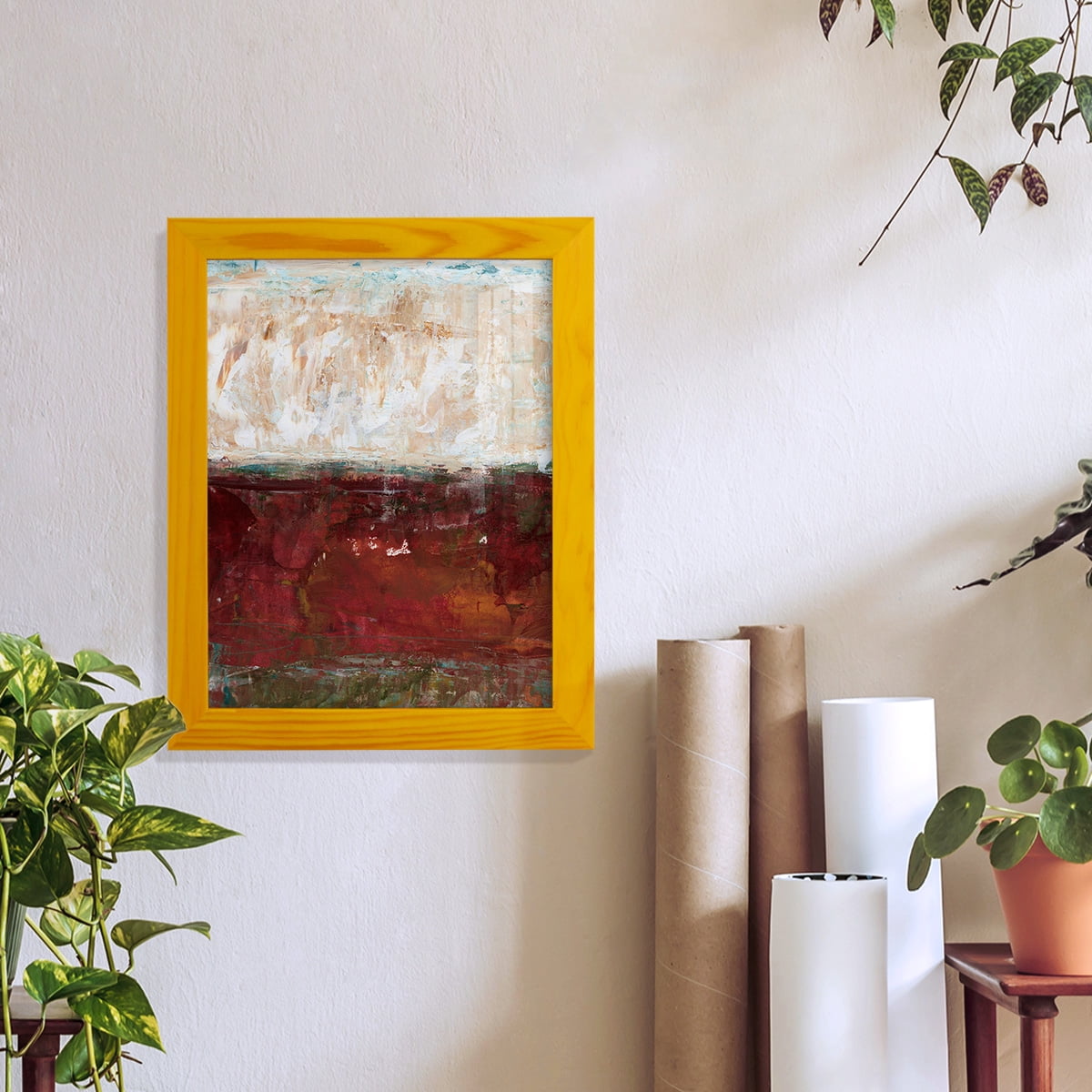 August Horizon II -Framed Print w/glass-Sunflower Yellow