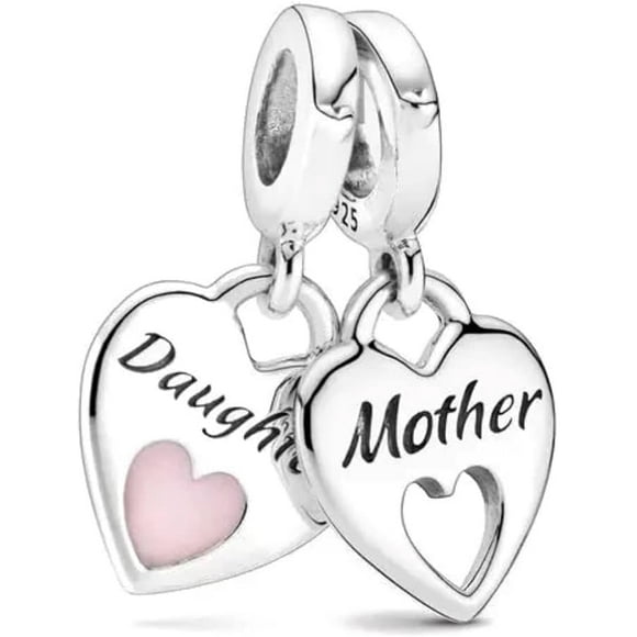 Abalorio Charm Dije 100% plata de ley 925 Daughter Mother, Mamá e Hija