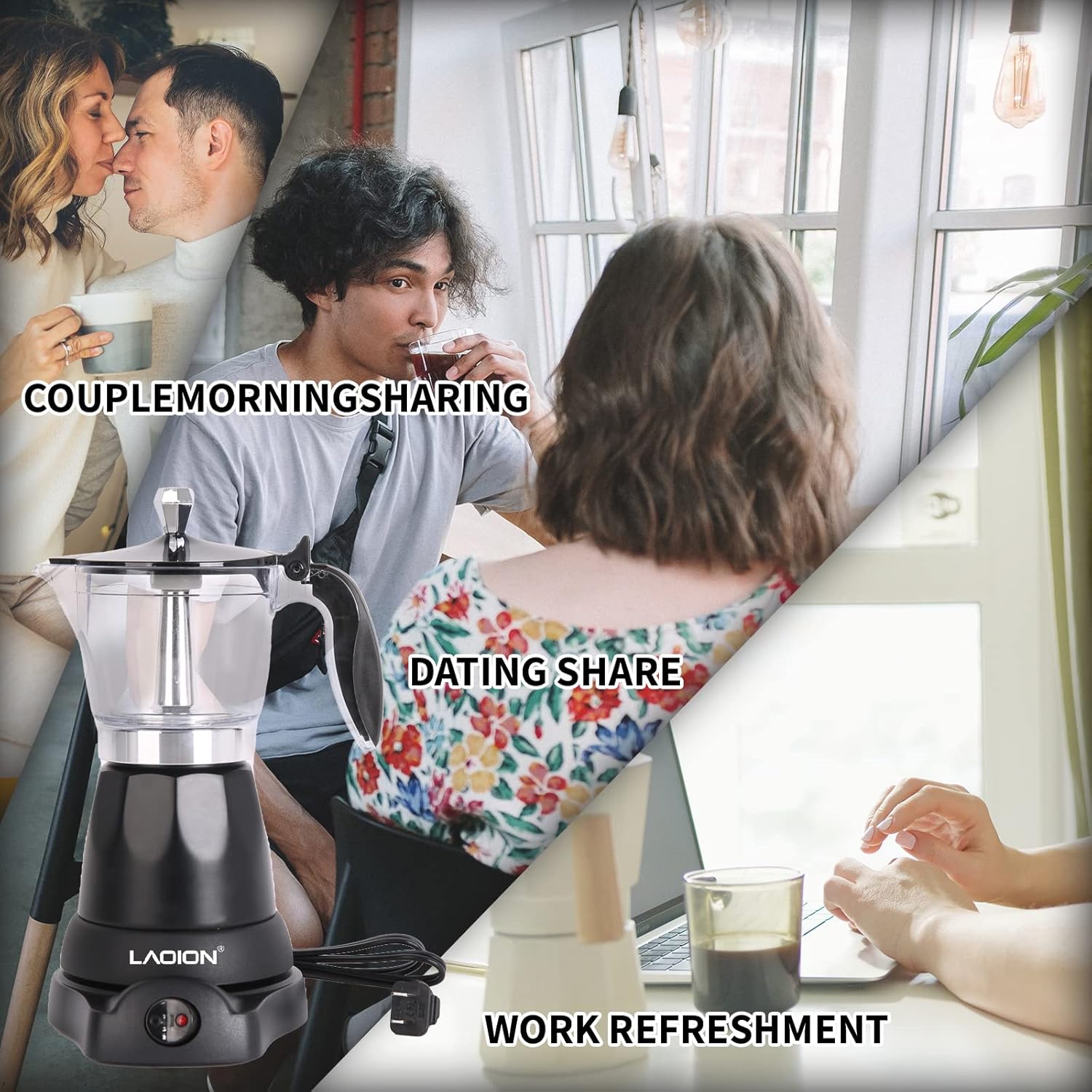 Cuban Coffee Maker, 6 or 3 Cup Electric Espresso Coffee Maker, Portable Cafeteras Electricas Modernas with Detachable Base & Overheat
