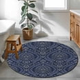 thumbnail image 3 of Round Rugs 4Ft, Navy Blue Round Area Rug Washable Indoor Throw Carpet, Boho Vintage Ethnic Tribe Abstract Art Soft Non Slip Circle Rug for Kitchen Nursery Room Home Decor Aesthetic, 3 of 8