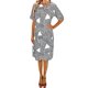 thumbnail image 1 of Vestido Estampado de Satén de Manga Corta Casual Cuello Redondo Ligero Suave Primavera Verano Uso Diario, 1 of 6