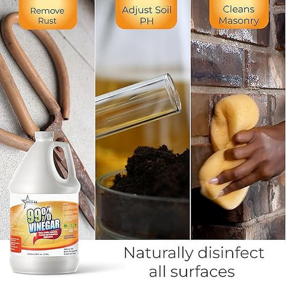 Stellar Chemical - 99% Pure Vinegar - 100% Natural Concentrated Cleaner - Dilutes to 20 Gallons - 20x Power Vinegar - 4 Gallons