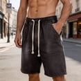 thumbnail image 2 of Alkepwun Jean Shorts Men's Elastic Waist Drawstring Washed Denim Shorts with Pockets Summer Casual Breathable Loose Straight-Leg Plus Sizes Short, 2 of 8