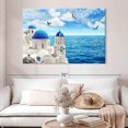 thumbnail image 2 of Elephant Stock Santorini Island Wall Art - Horizontal Canvas Wall Art - Living Room Wall Decor - Beach Canvas - Blue And White Decor - 51" x 34", 2 of 8