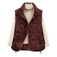 thumbnail image 3 of Feancey Winter Down Vest for Women Sleeveless Lightweight Puffer Jackets Zip Up Stand Collar Quilted Waistcoat Fashion Vest with Pockets Red XL, 3 of 10