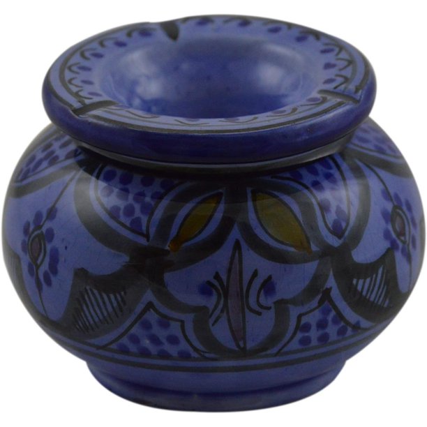 Ceramic Ashtrays Hand Made Smokeless Large Moroccan Royal Blue