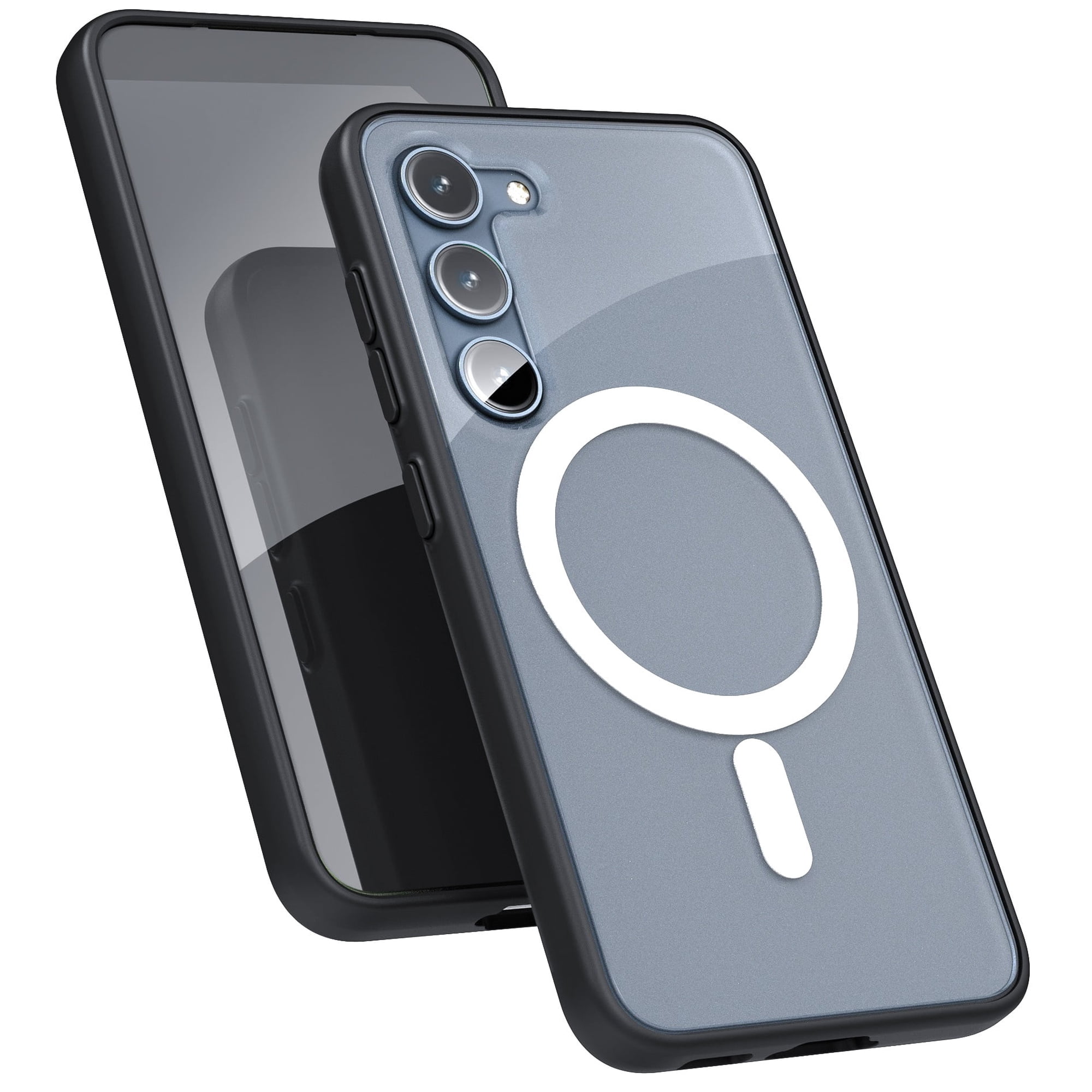 Encased Magnetic Case Designed for Samsung Galaxy S23 - Compatible with MagSafe Charging and Accessories, Clear/Black (2023 release)