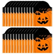 Halloween Pumpkin Treat Bags 24 Pack, Durable Plastic Goodie Bags with Handles, Perfect for Parties, Trick-or-Treat, Candy and Gift Packaging, Festive Orange Black Design for Kids and Adults