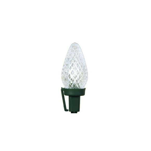 Brite Star 50 Pure White LED Faceted C9 Christmas String Lights - 20.25 ft Green Wire