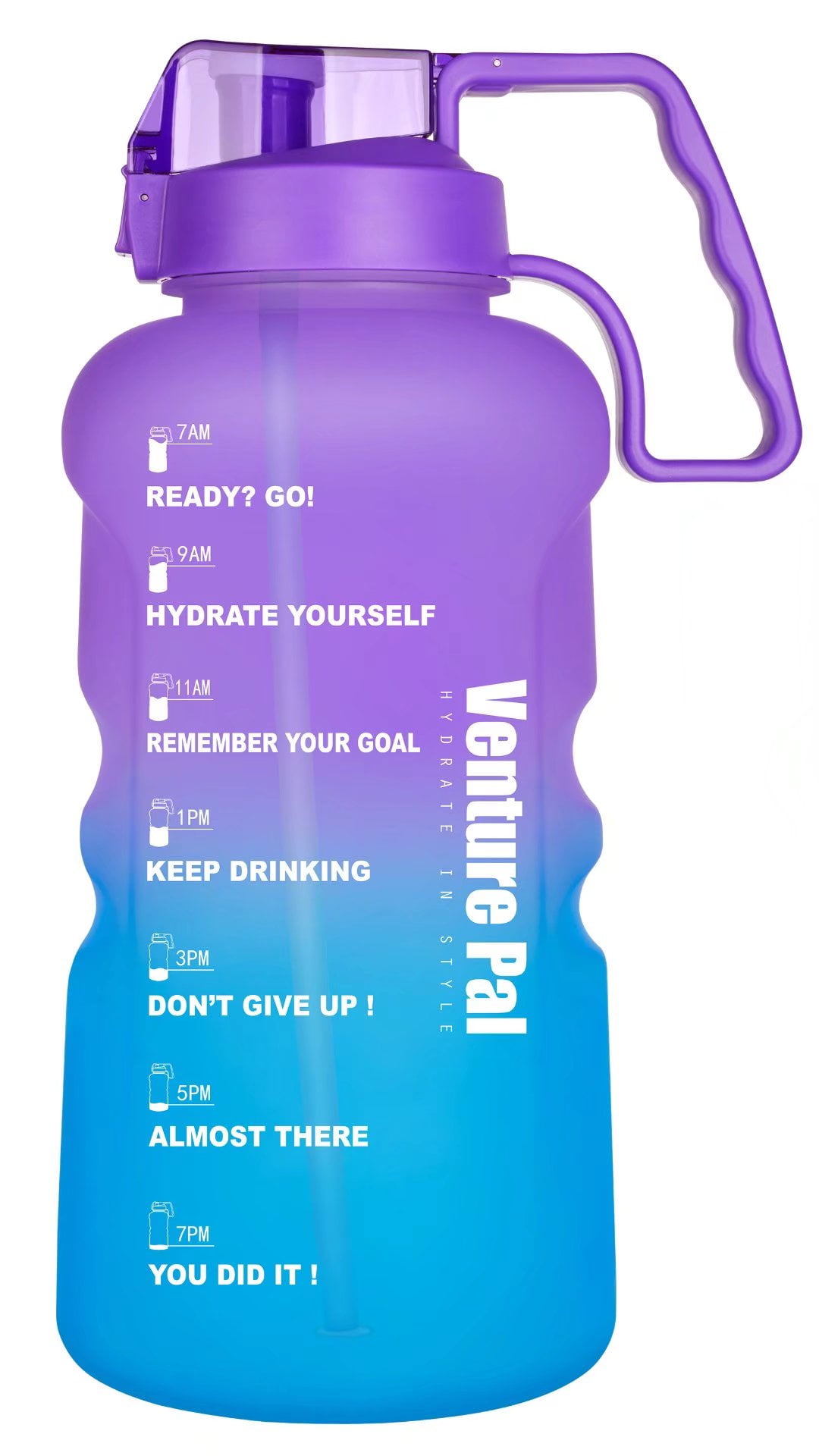 Fidus 128oz Motivational Water Bottle with Time Marker & Straw – Venture Pal