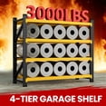 thumbnail image 5 of AUHUP 4-Tier Garage Storage Shelves 3000LBS Heavy Duty Metal Shelving 48" W Shelving Unit for Warehouse,Basement Industrial,Home Utility Rack Shelf,48"W x 24"D x 70"H, Black&Yellow, 5 of 11
