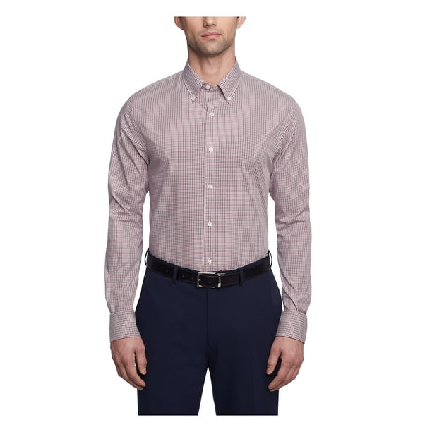 Camisa de vestir Tommy Hilfiger, ajustada, de sarga elástica, roja, para hombre