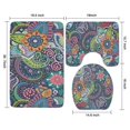 thumbnail image 3 of Blue Pioneer Flower and Paisley Pattern Bathroom Rugs Sets 3 Piece,Toilet Cover Set,Absorbent Non Slip Bathroom Mats Sets with U-Shaped Contour Rug Toilet Rug Set, 3 of 5