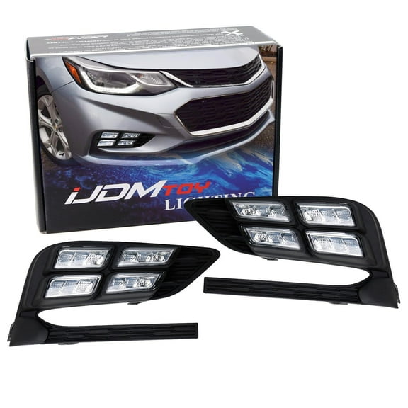 Xenon White LED Daytime Running Light/Fog Lamps For 2016-18 Chevrolet Cruze Sedan, Exact Fit on Foglight Location, Powered by 10W High Power LED Lights