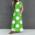 thumbnail image 5 of AJTQTH High Waist Sundress for Girls Stylish Polka Dots Tunic Pockets Princess Dress Round Neck Flutter Sleeve Flowy Maxi Dress Green 10 Years, 5 of 6