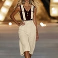 thumbnail image 5 of Mifsaly Linen Overalls for Women Loose Fit Wide Leg Suspenders Jumpsuit Knee Length Summer Casual Pants Adjustable Straps Elegant Office Work Overall 2026 M, 5 of 9