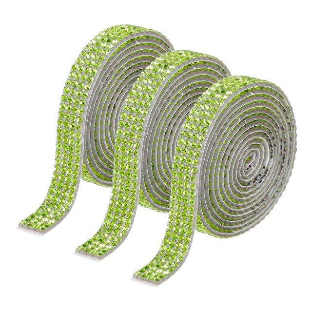 Unique Bargains 3Roll 3 Yards 8mm Self Adhesive Diamond Ribbon for Arts & Crafts,Light Green
