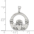 thumbnail image 2 of Solid Flat Back Claddagh Pendant In Antiqued 925 Sterling Silver 25x20mm, 2 of 4