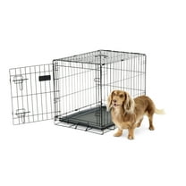 Carlson Secure Foldable Single Door Metal Dog Crate, Small, Black, 24” L