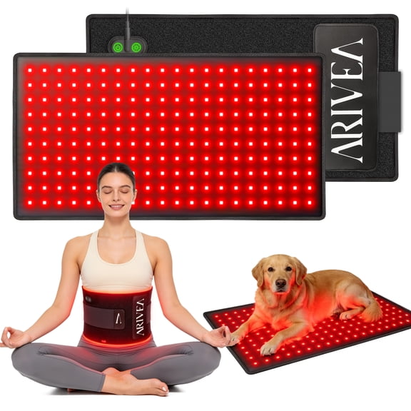 ARIVEA Red Light LED Wrap, 12 x 24 Inch Adjustable Light Belt with 660nm Red & 850nm Near Infrared LEDs, Flexible Light Wrap for Home Wellness