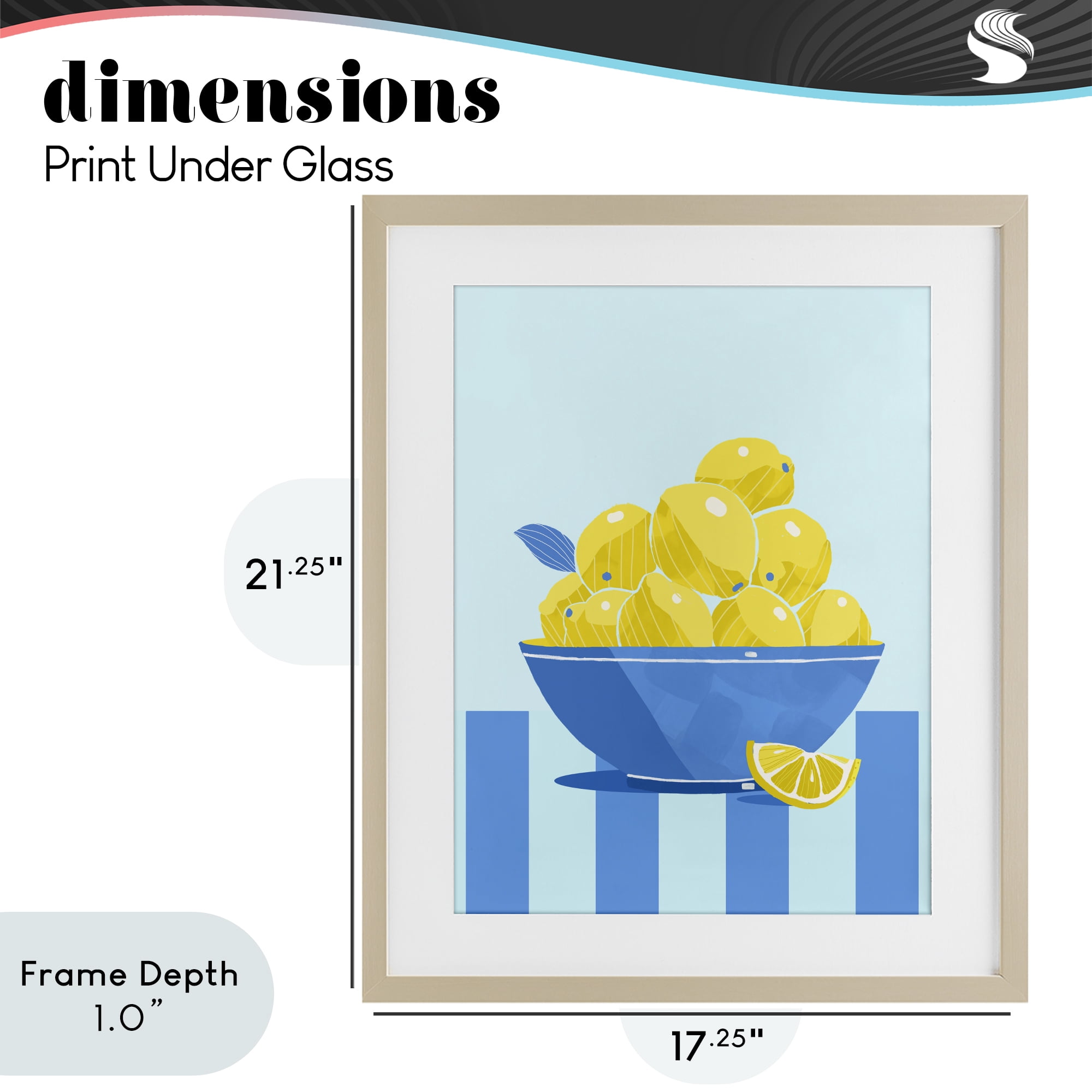 Stupell Industries Yellow Lemon Bowl Striped Birch Framed Print Under Glass, design by Lucca Sheppard