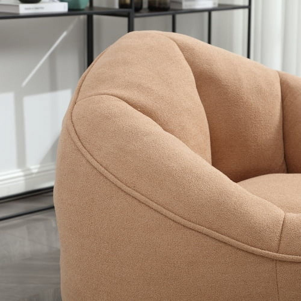 BSHTI Bedding Bean Bag Sofa Chair High Pressure Foam Bean Bag Chair Adult Material with Padded Foam Padding Compressed Bean Bag With Footrest,Tan