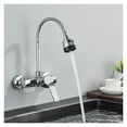 Sink Faucet, Chrome Wall Mounted Dual Hole Kitchen Faucet, Lead Free
