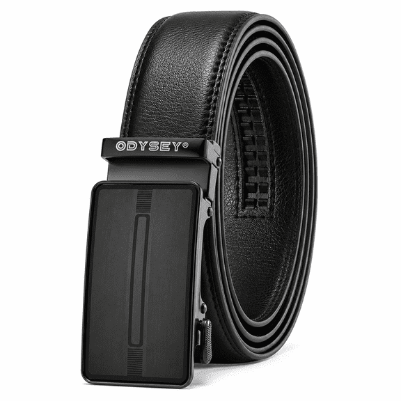 Odysey Men's Premium Genuine Leather Belt, Automatic Buckle, Black (BLK05) 28"-32"