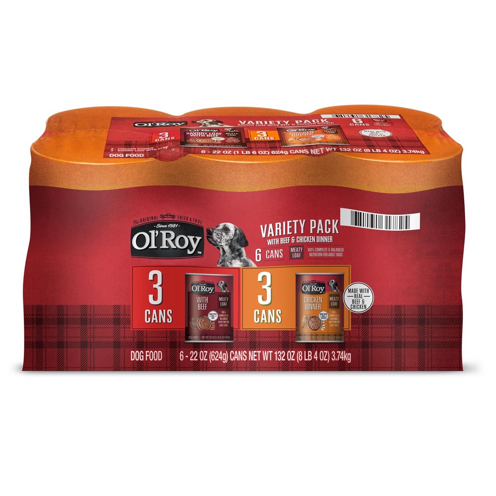 Ol' Roy Meaty Loaf Wet Dog Food Variety Pack, Beef and Chicken Dinner