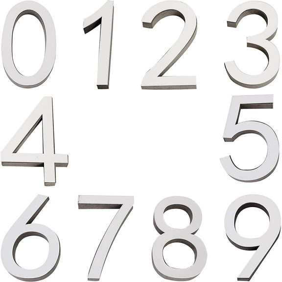 10 Pieces Mailbox Numbers 3 Inch Self-Adhesive Door House Numbers Street Address Numbers Stickers for Home Room Outside 0 to 9 (Silver) for DIY