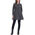 thumbnail image 2 of Abrigo de invierno para mujer INSPIRE CHIC, corte A, de manga larga, con botonadura simple, dobladillo peplum, largo, talla XL, gris oscuro, 2 of 6