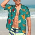 thumbnail image 7 of Vsdgher Hens And Rooster Print Men's Hawaiian Shirts Button Down Tropical Holiday Beach Shirts Vacation Clothes,X-Large, 7 of 7